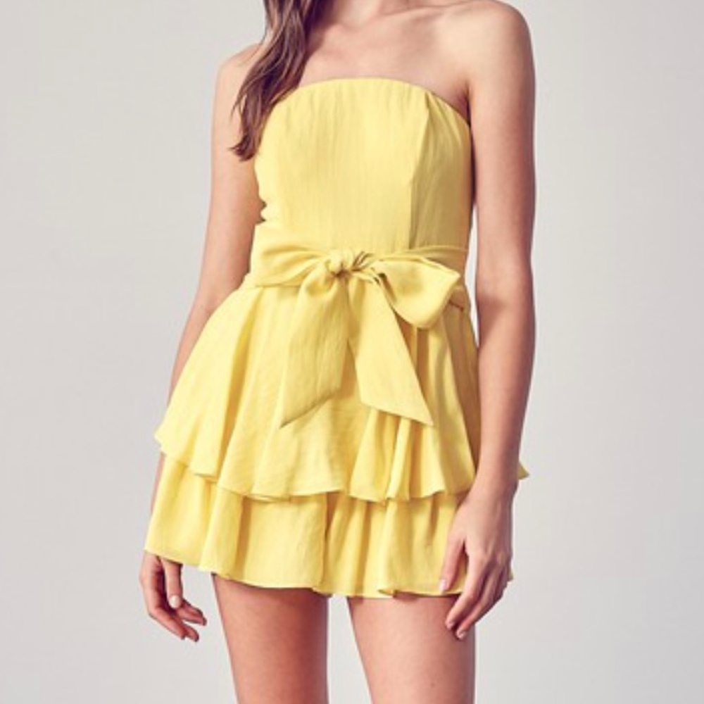 LEMON YELLOW WOVEN ROMPER - Picture 1 of 7